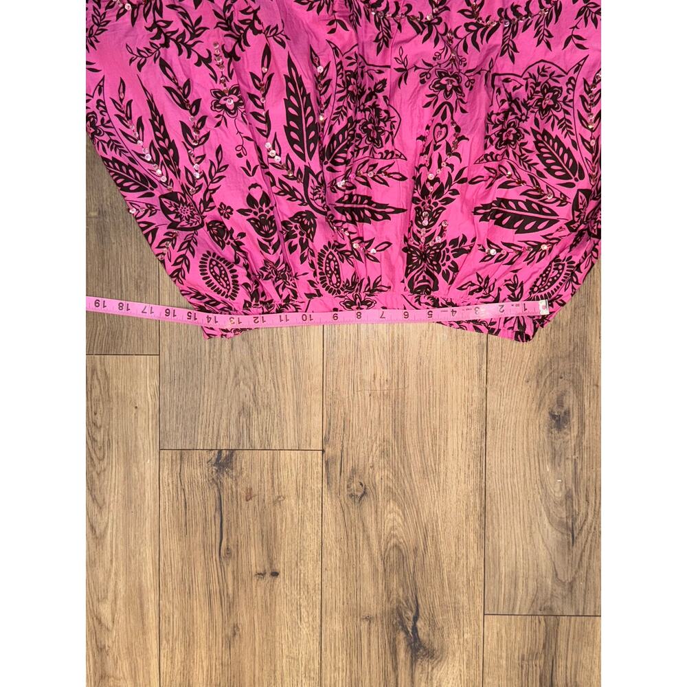 Bill Blass Vintage Pink Brown Floral Midi Skirt Size 10 Sequin Embellishments - Picture 5 of 7